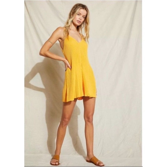 NWT Free People FP Beach Yellow Nola Sweater Romper - Picture 2 of 9